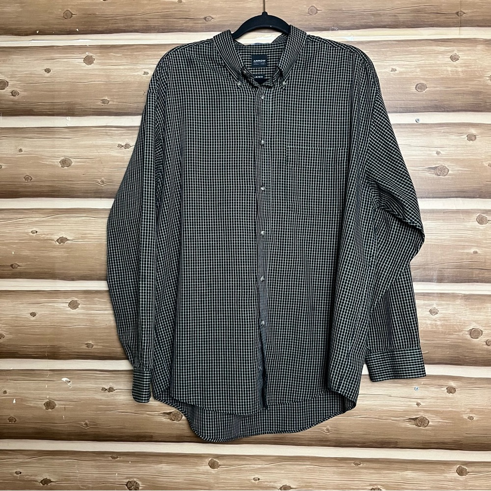 Arrow long sleeve bottoms down‎ plaid shirt size large 16/16.5